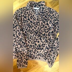 Hippie Rose Fleece Pullover Leopard Print  Half-Zip  Womens XS